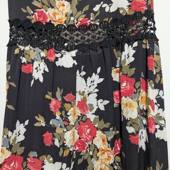 Women's summer Floral lace Maxi Dress Deep v- neck size M - Picture 9 of 13